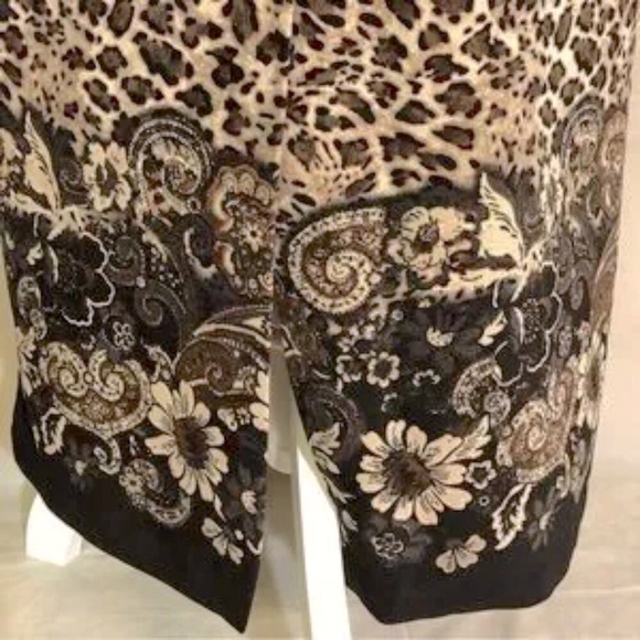 KIM ROGERS Signature Cheetah Leopard Floral Maxi Skirt Zip Back Womens Large - Picture 7 of 14